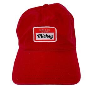 Disney Store Hello My Name‎ Is Mickey Red Hat Cap Adjustable Strap
